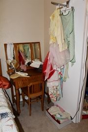 Birds Eye Maple Vanity, Vintage Aprons