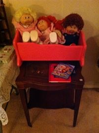 End table, Cabbage patch dolls, cradle