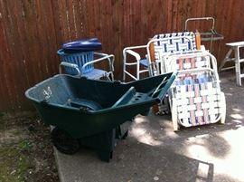 Lawn chairs, garden cart