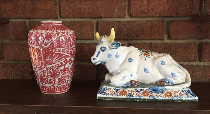 Decorative vase and Cow Cover.