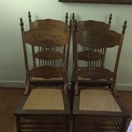 Oak Cane Bottom Chairs