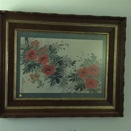 Large Walnut Frame with Poppies Print