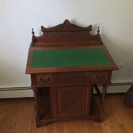 Walnut Slant Front Desk with Sink Underneath Slant
