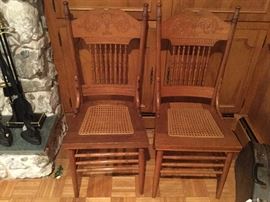 6 Oak Caned Bottom Chairs