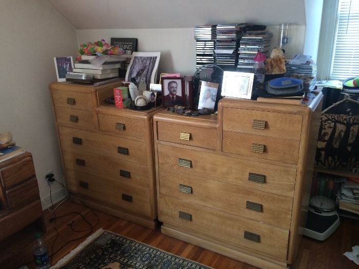  Pair of awesome mid century chests of drawers with mirror.
