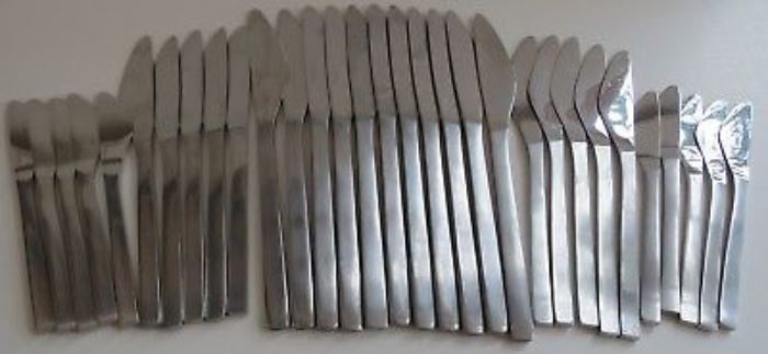  
    (Fabulous mid century stainless flatware made in 
             Denmark by LUNDTOFTE)