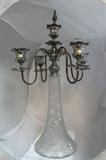 Cut crystal and silverplated antique candleabra.