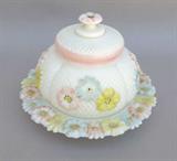 Cosmos Milk Glass Covered Butter Dish
