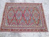 Antique Turkish Handwoven wool on wool rug; 79"x108"