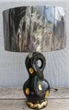 Mid-Century ceramic black and gold lamp