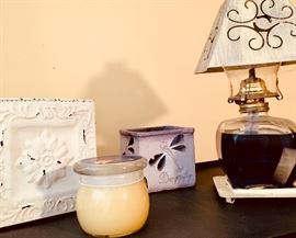 Shabby chic style decor, oil lamp 