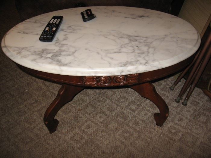 Antique white marble to table.