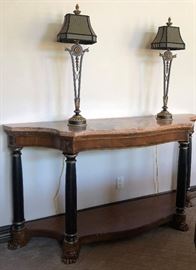Sofa Table, Pair of Decorative Lamps 