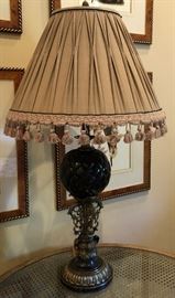 Table Lamp w Fringe Pleated Shade