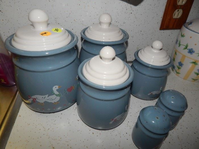 Blue 4 pc Goose Canisters