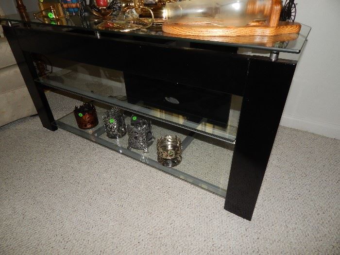 Black with Glass TV Stand