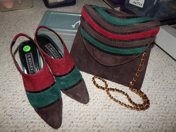 Gorgeous Suede Handbag and Mules - Size 8