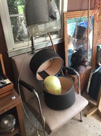 Vintage De Graff Hair Dryer Salon Chair, Wig Box, Mirror