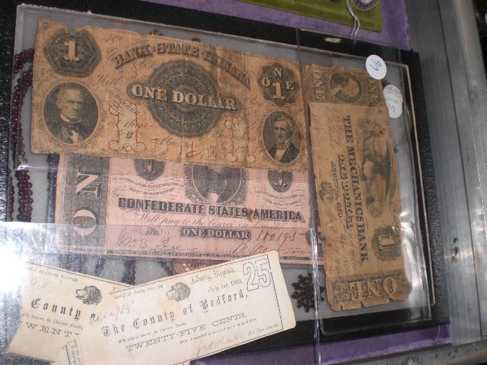 civil war $1 bank notes including Confederate