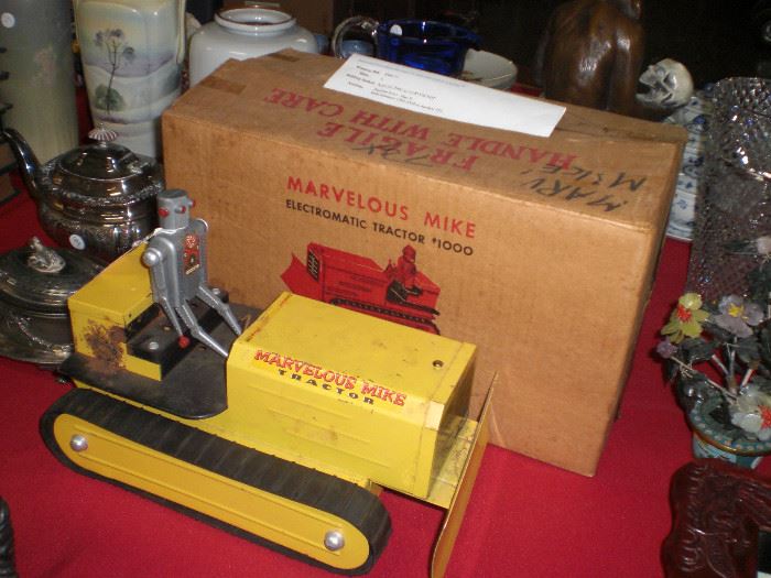 Marvelous Mike Electromatic tractor #1000 with robot driver and box