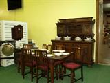 7 Pc Dining Room Set, Brown & White Transferware China