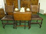 Cute, cute "baby" Barley Twist Drop Leaf Table & Carved Barley Twist Chairs