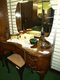 Antique Dresser with Mirror and Stool