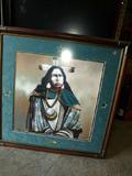 FRAMED AND MATTED INDIAN PRINT