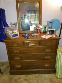 ranch oak chest of drawers and mirror