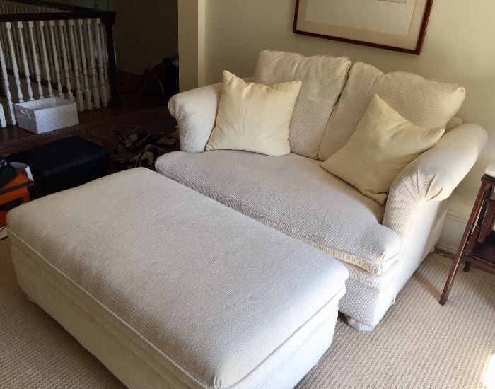 1 1/2 chair with twin sofa bed, and ottoman