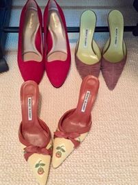 Monolo Blahnik and other designer shoes.  Size 8-8.5