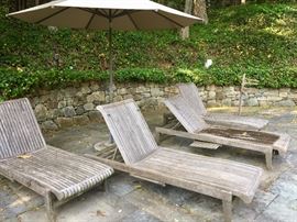 Smith & Hawken teak chaise lounges