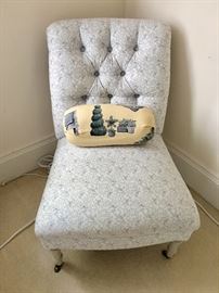 Upholstered chair.  (Twin headboard and matching curtains also available)