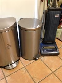 Metal trash cans; Hoover Heavy Duty Vacuum