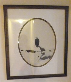 Framed and matted lithograph of bald eagle, signed  by Gary Bowden, number 5 of 250, 31 " L X 26" W
