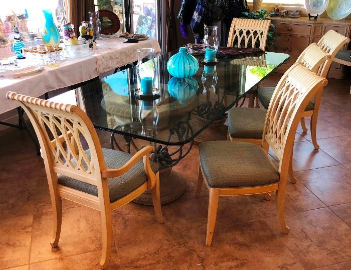 Gorgeous Ogee Beveled Glass Dining Table with 8 chairs