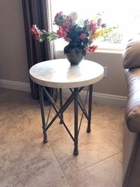 stone and metal side table