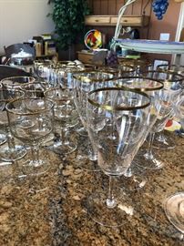 Gold rimmed glassware, some from USSR