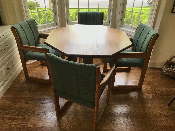Vintage Oak Game Table and Chairs 