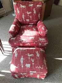 Upholstered Chair and Ottoman 