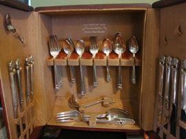 Silver-plate Flatware Set in Upright Storage Box