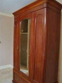 Antique Armoire with Beveled Mirror, Breaks down for easy transport