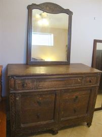 Antique Oak Bedroom Set,  Dresser and Mirror