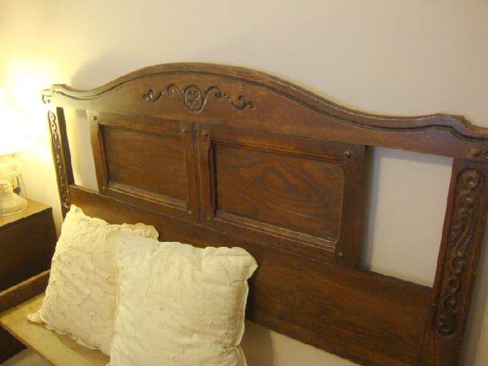 Antique Oak Bedroom Set, Bed