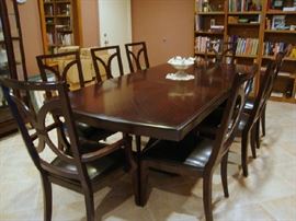 Large Dining Table with Leaf, an 8 Chairs