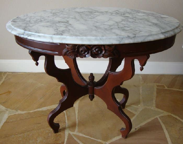 Victorian Style Oval Marble Top table