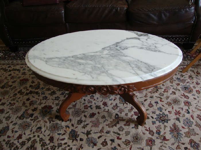 Victorian Style Oval Marble Top  Coffee table