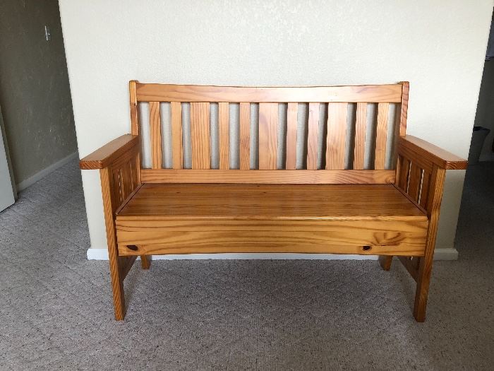 Beautiful sturdy pine bench with storage drawer. Perfect for many areas of your home or undercover if used outdoors. 