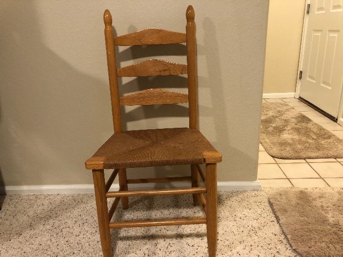 Set of 4 sturdy caned chairs perfect to pair with a country dining table. 2 matching chairs with arms available and would need to be shipped from CT at the buyers cost. Great set that is over 40 years old. 