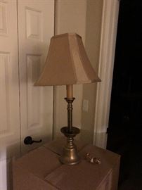 Set of 2 lamps made from antique brass candlesticks. 